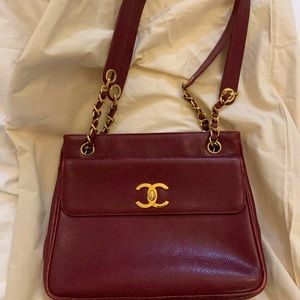 Chanel vintage timeless tote Bordeaux